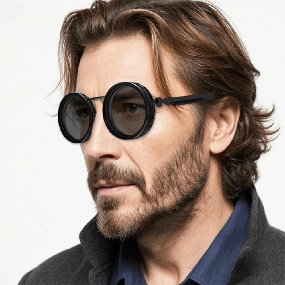 Manual Rotating Fishing Sunglasses Round Frame ND Filter Sunglasses Driving