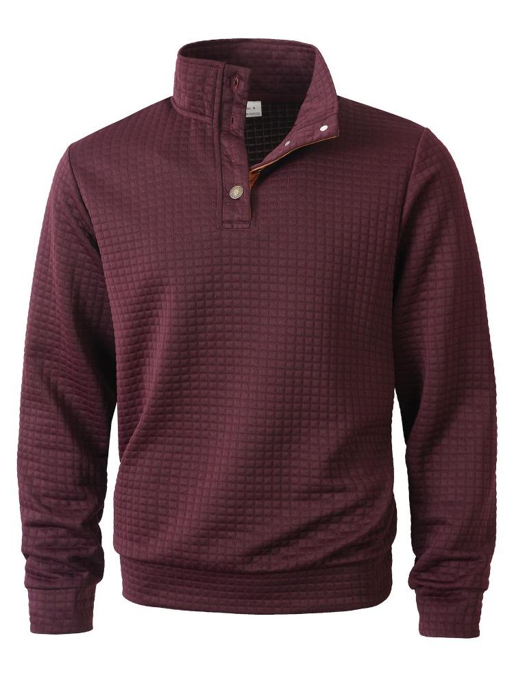 Spring Autumn Quartet Men's Standing Collar Single Breasted Casual Long Sleeve Sweatshirt Men Warmth Comfortable Fit Skin-friendly Breathable Tops