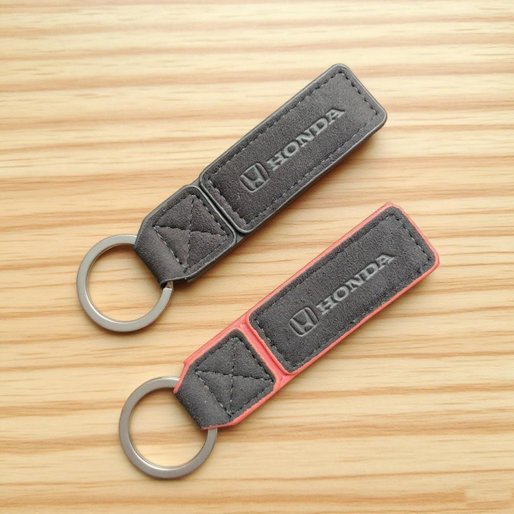 Honda Tumbled Leather Universal Car Keychain Keyring For Honda CRV Civic FIT Accord Prelude 5th City CRX Jazz H-RV Pilot Odyssey XD9