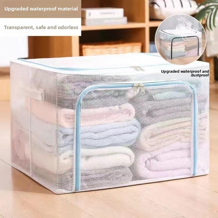 Foldable Steel Frame Storage Bin With Clear Pvc For Bedroom Organizing And Clothes