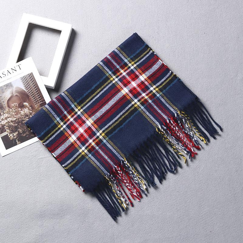 Stylish British Plaid Cashmere-Feel Scarf for Men & Children - Autumn/Winter Warm Shawl & Snood