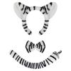 Halloween Animal Fancy Costume Kit Accessories Zebras Costume Set with Zebras Ears Headband Bowtie Tail 1/3Pcs