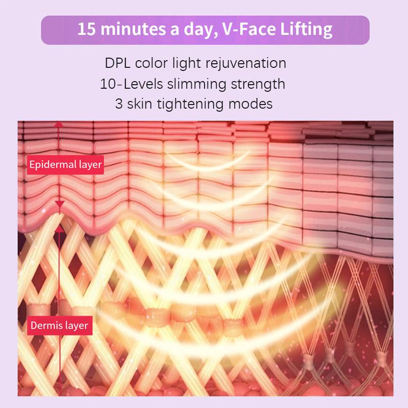 Masaj de lifting facial EMS Terapia cu LED-uri fotonice Vibrații pentru slăbire facială Barbie dublă Eliminați linia maxilarului Lifting facial Obraz în formă de V