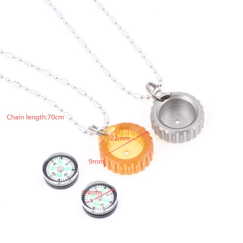 3in1 PEI Compass Pendant Necklace EDC Directional Outdoor Tool Portable for Adventure Gear