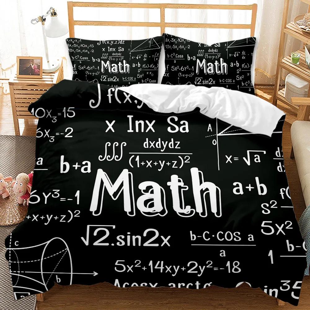 Sada povlaku na přikrývku s matematickým vzorcem velikosti Queen Sada ložního prádla s matematickým vzorcem Chlapec Dívka Vzdělávací Měkký Polyesterový Povlak na Přikrývku