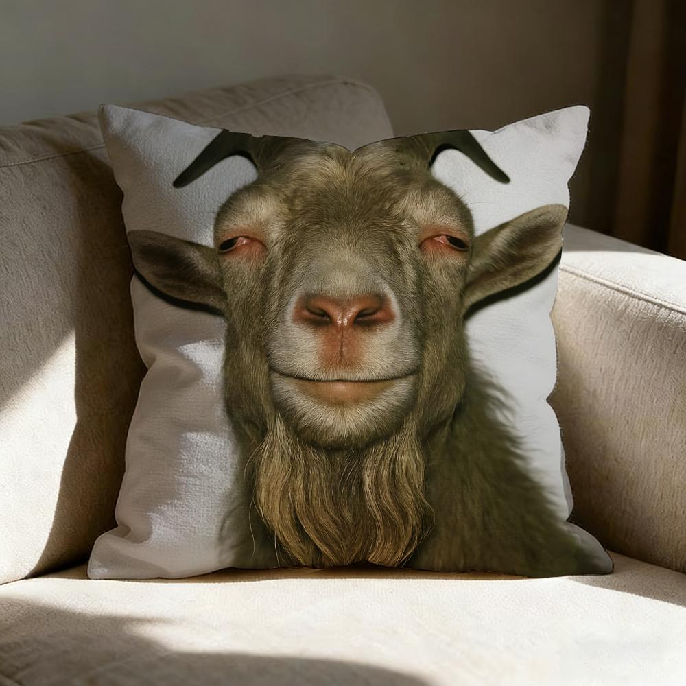 Spooky Goat Face Pillow Case Pillowcase, Double-sided Printed, Sofa Cushion, Bedroom Headboard Pillow