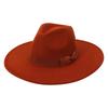 Unisex Fashion Wide Wool Belt Flat Top Fedora Hat Party Church Hats Cap