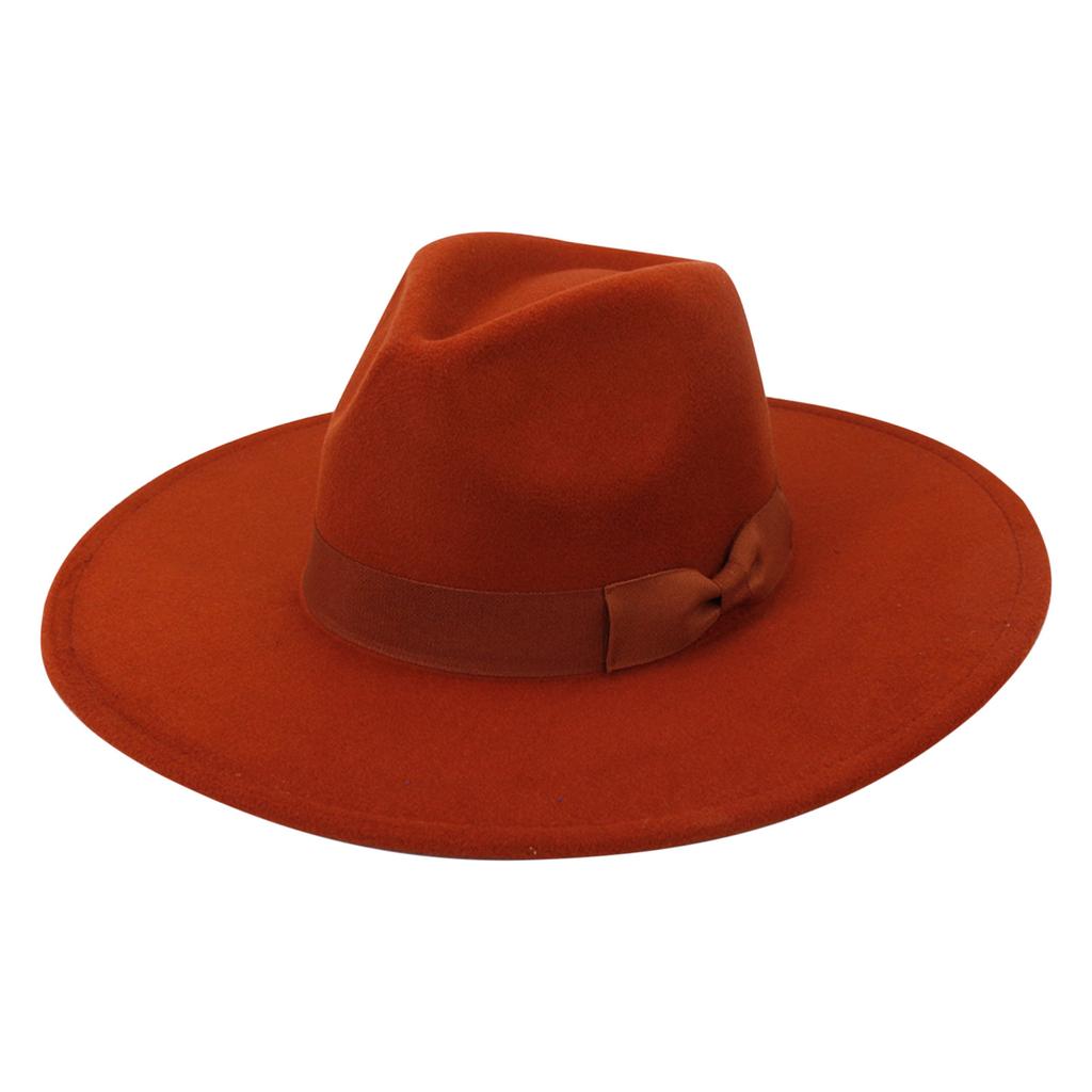 Unisex Fashion Wide Wool Belt Flat Top Fedora Hat Party Church Hats Cap