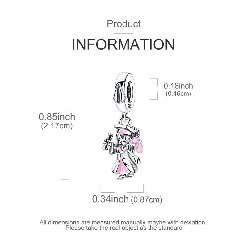 Original Charms Copper Happy Graduation Pink Girl Pendants Fit Charms Plata Bracelets For Women Women Jewelry Making Diy