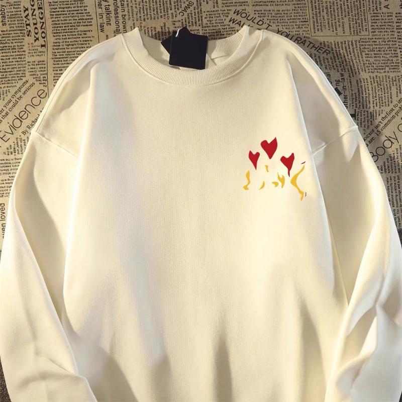 American Retro Creative Love Skull Men Round Neck Sweatshirt Autumn Winter Trendy Brand Dark Lazy Jacket