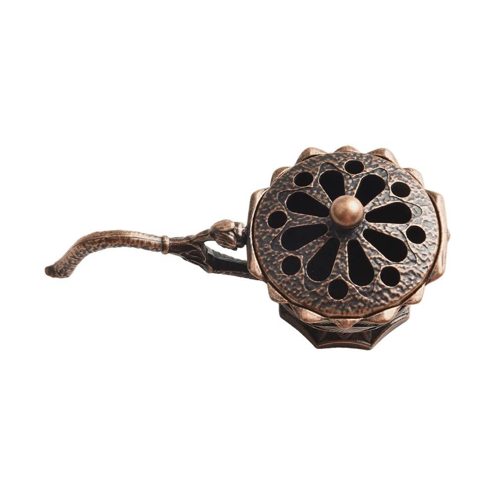 Metal Lotus Incense Burner with Handle Hollow Out Incense Holder Classical Elegance Ancient Style Aroma Furnace