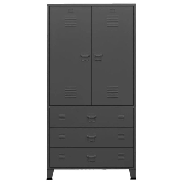Garde-robe industrielle - VIDAXL - Anthracite - 2 étagères - 1 barre de penderie