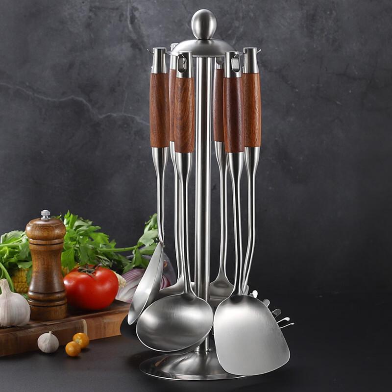 ZISIZ Rosewood Handle 304 Stainless Steel Spatula