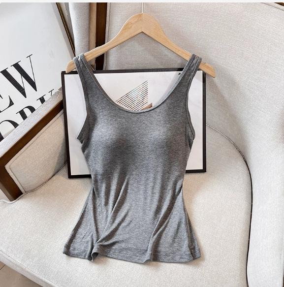 

De Dao Guo 2-in-1 Wireless Mulberry Silk Bra Vest and Cup Mat XL-2XL хізер сірий колір