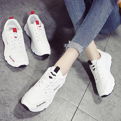 Women Sports Running Girl Sneakers Casual Leather Student Flat White Shoes