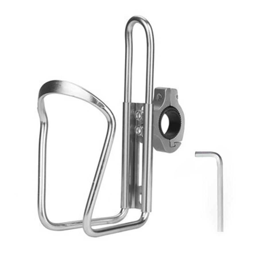 Bicycle Handlebar Water Bottle Holder, Aluminum Frame Mount Bracket with Clip, Practical Water Cage Accessory for Mountain and Road Bikes