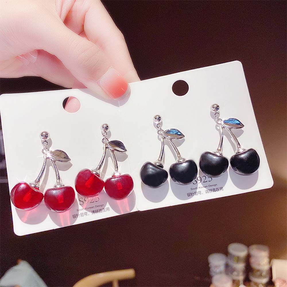 Women Transparent Cherry Ear Studs Cherry Earrings Women Dangle