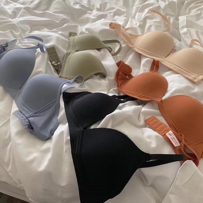 Simple Triangular Cup Deep V Seamless Bra Ladies' Small Breasts Gathered Together Smooth Surface Without Steel Ring Lightweight Bra