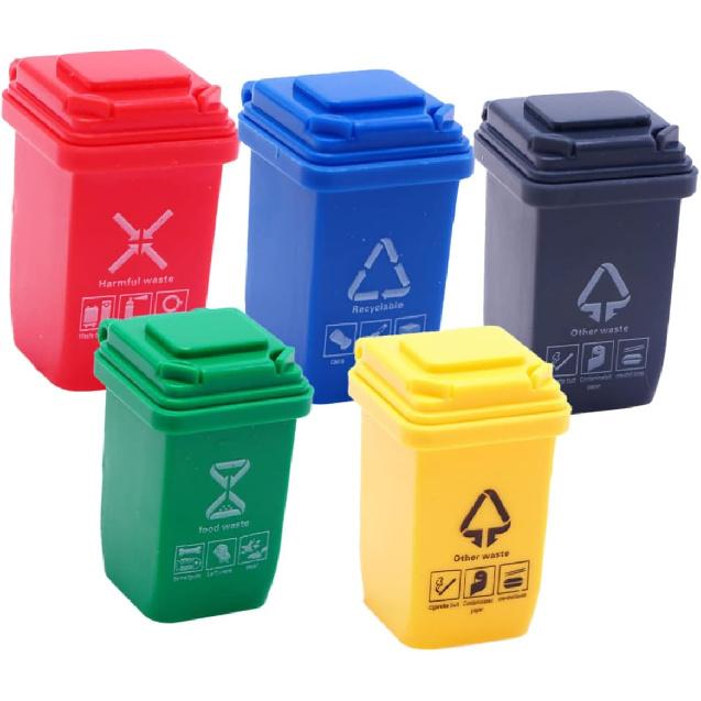 20 Pcs Mini Trash Can Doll House Sorting Garbage Bin Mini House Supplies Doll House Ornament Miniature Garbage Can Early Educational Toys Miniature