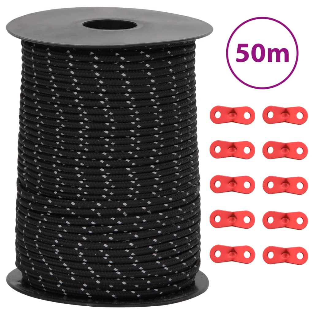 Reflective Tent Guy Line with Rope Tensioners 50 m 3 mm