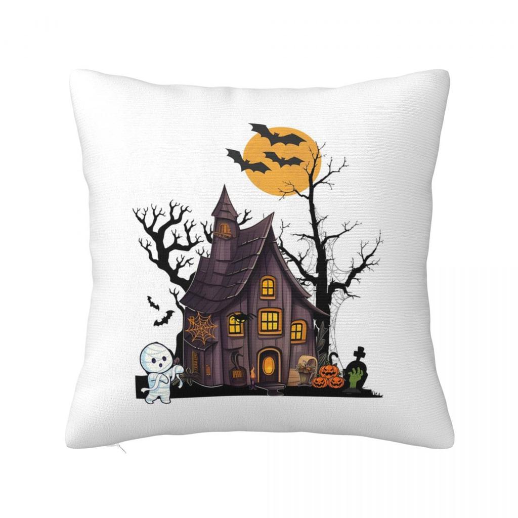 Spöklik Halloweenpumpa Patch Fyrkantigt Kuddfodral Kuddfodral Kuddfodral Pläd Kuddfodral för Hem Sovrum Bil