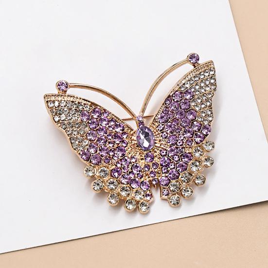 Butterfly Brooch Pin, 3D Design with Sparkling Rhinestones, Non-fading Strong Buckle Badge for Coats Shirts Bags Accessories Lightweight Pin