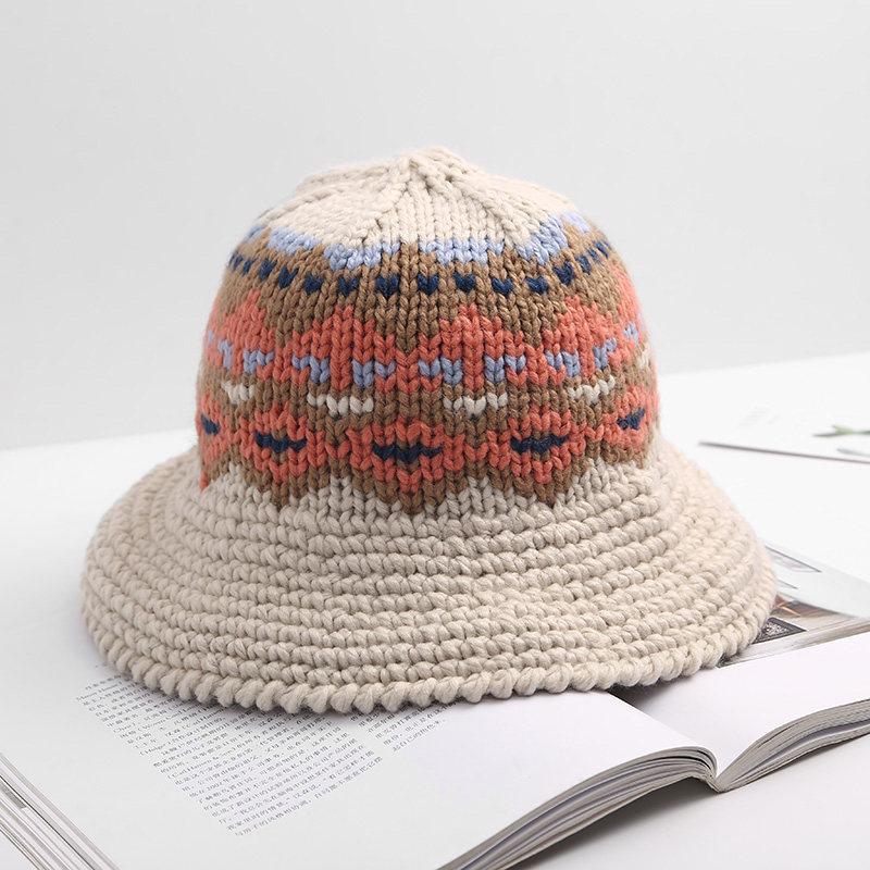 Coarse Wool Fisherman Hat for Women In Autumn and Winter Versatile Street Handmade Crochet Knitted Wool Hat Japanese Literary Curly Basin Hat