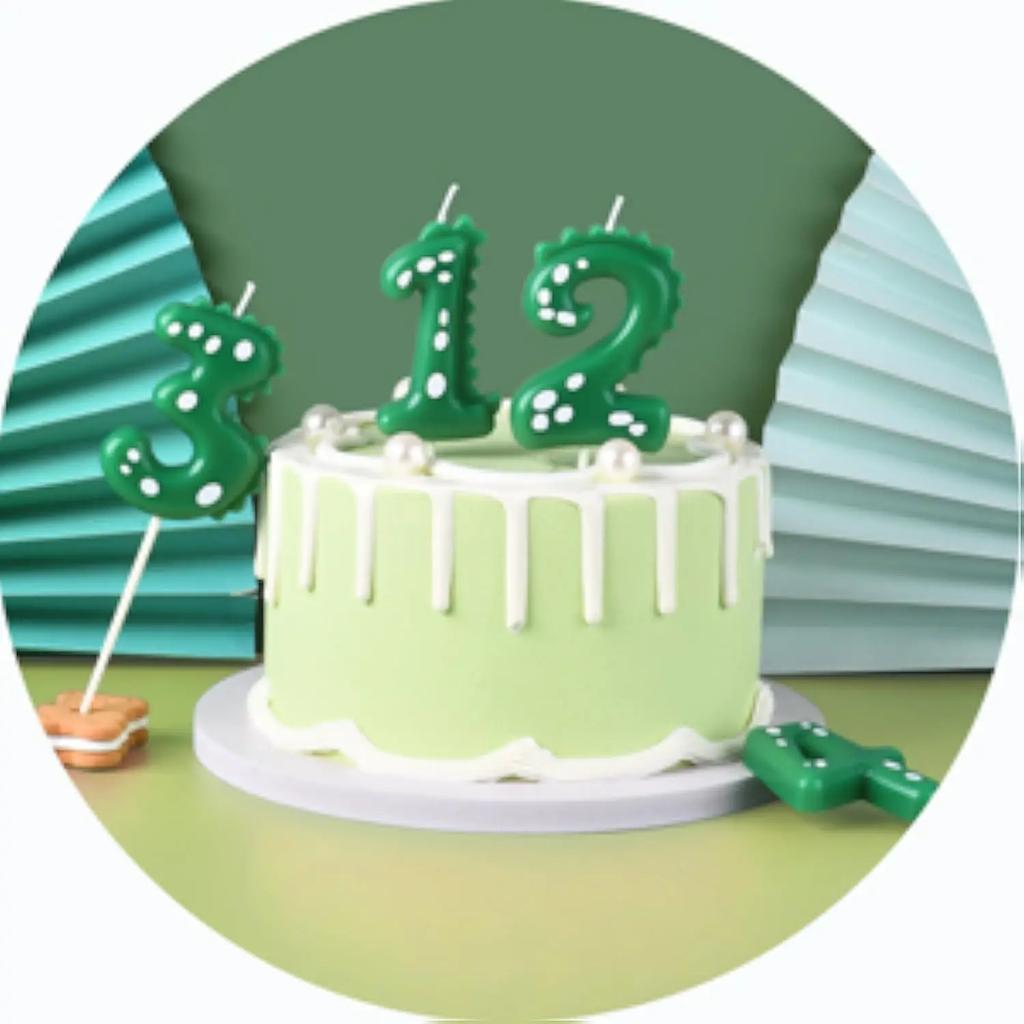 Green Dinosaur 1 3 4 5 6 7 8 9 0 Number Birthday Candle Boy Dinosaur Cake Number Candles Party Celebration Cute Decoration Boy