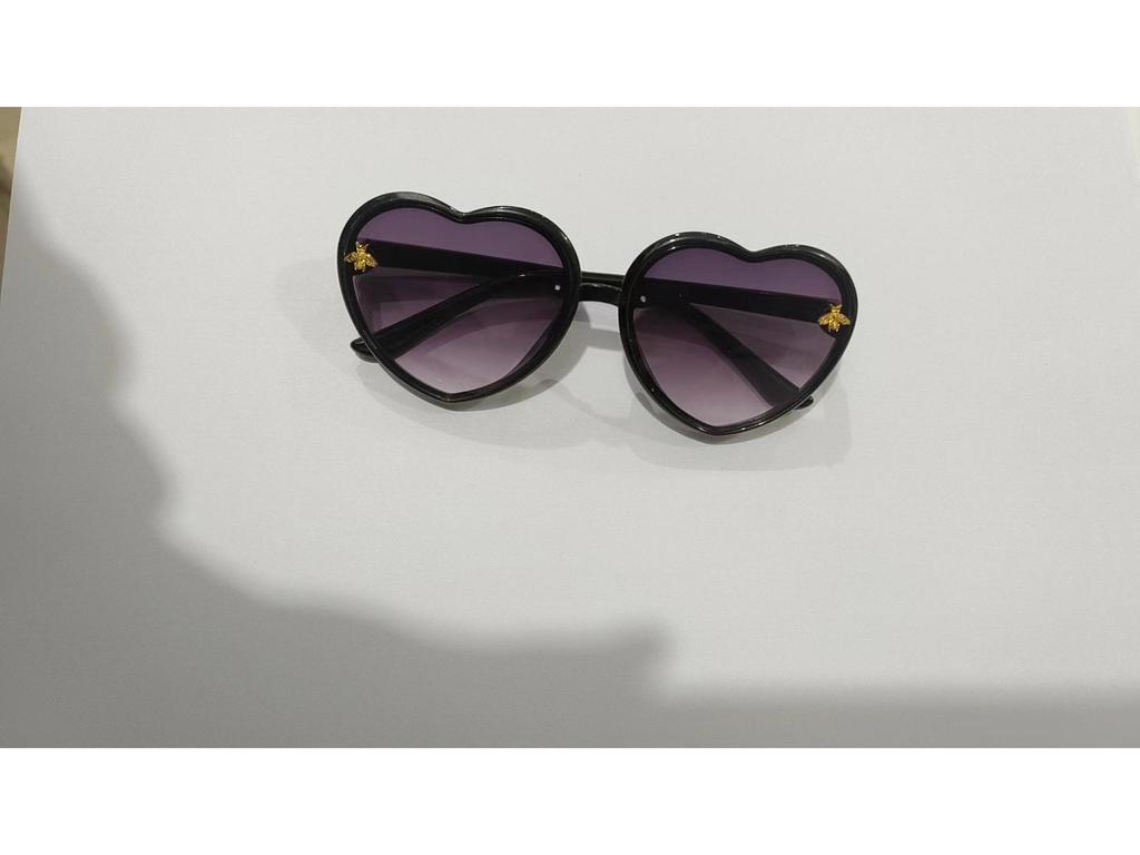 Children's Heart-Shaped Glitter Bee Sunglasses - Trendy Cartoon Style for Girls