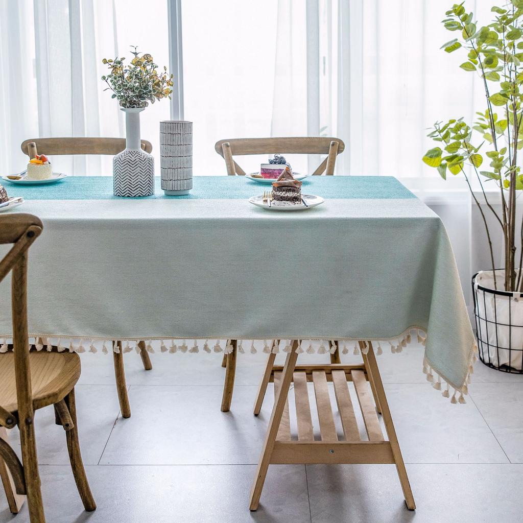 Japanese And Korean Ins Style Tablecloth Two-Color Splicing Rectangular Fabric Cotton And Linen Coffee Table Tablecloth Household Cover