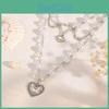 Artificial Pearl Pendant Necklace For Women With Heart Charm Geometric Design Summer