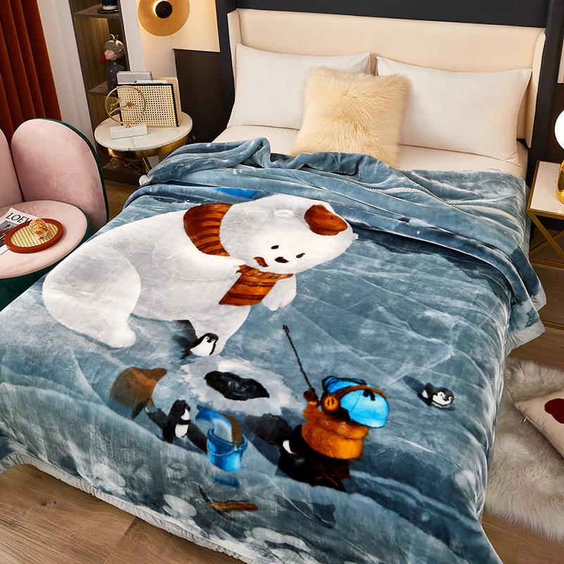 Winter Thickened Raschel Wedding Blanket – Double Layer Quilt for Students & Couples