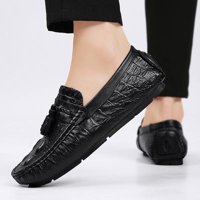 Genuine Leather Men Loafers Fashion Men Casual Shoes Crocodile Pattern Slip On Flats Quality Moccasins Outdoor Driving Footwear