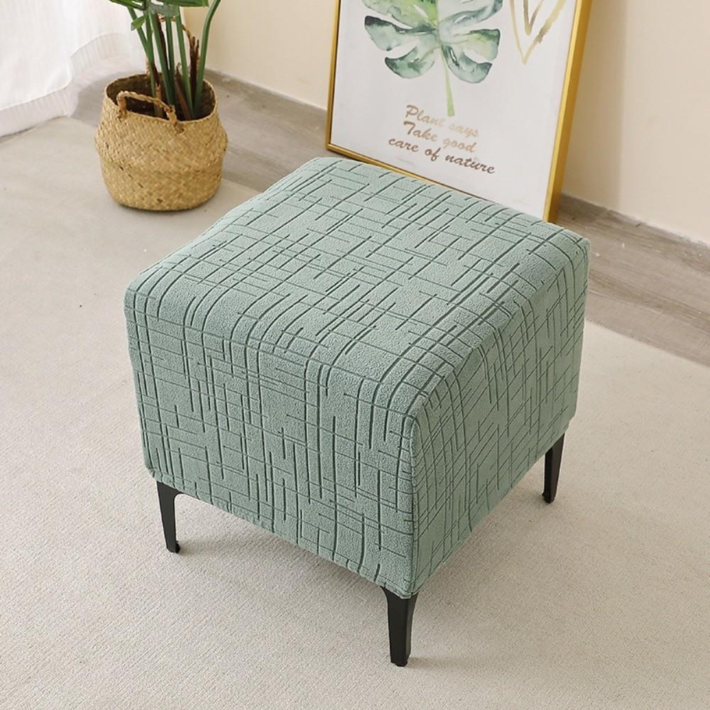 New Elastic Jacquard Ottoman Cover Solid Color Soft Square Stool Cover T-Shape Footstool Case Home Decor