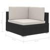 Patio Furniture Sets 3 Piece Garden Sofa Set With Cushions Poly Rattan Black