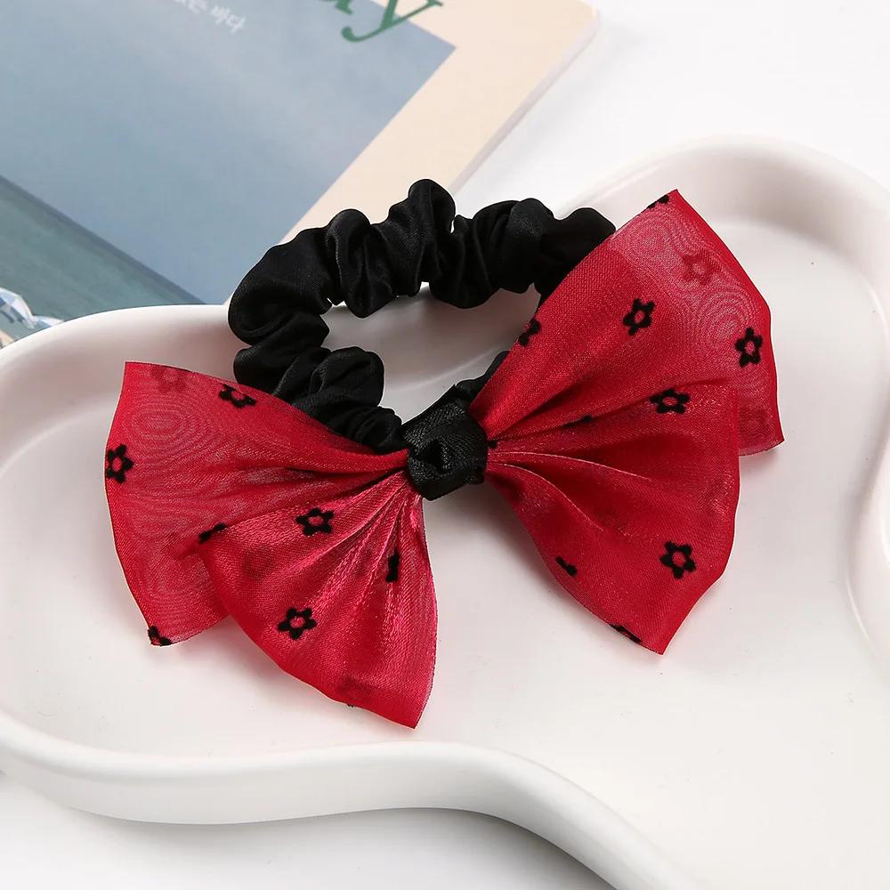 Fashion Korean BowKnot Hair Ties Scrunchies Women Girls Elastic Hair Bands Band Long Ribbon Bow Ponytail Accessories
