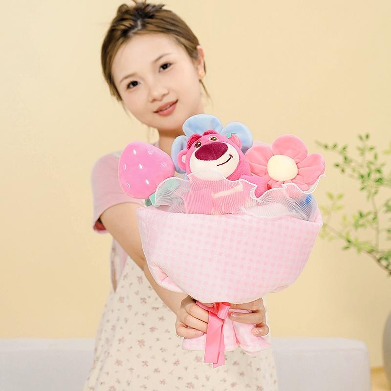 Authentic New Potdemiel Lovely Strawberry Bear Doll Bouquet Series To Send Female Boyfriend Couple Doll Christmas Gift