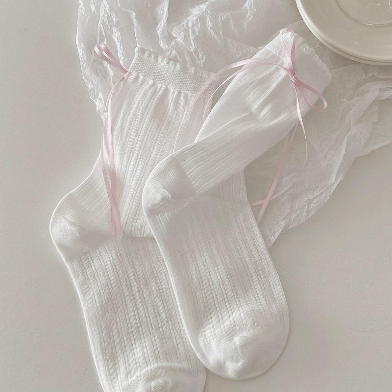 5 Pairs of Girls Sweet and Versatile Ballet Tube Bow Socks