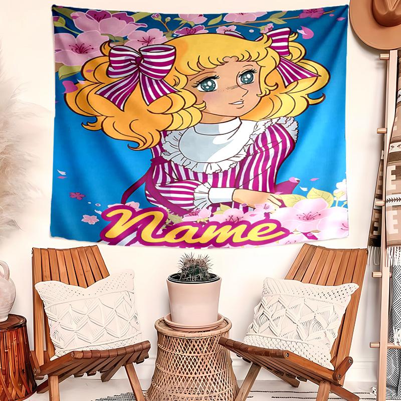 Personalized Candy Candy Background Tapestry,Custom Name Birthday Party,Multifunctional Wall Decoration for Home Decor,Various Occasions