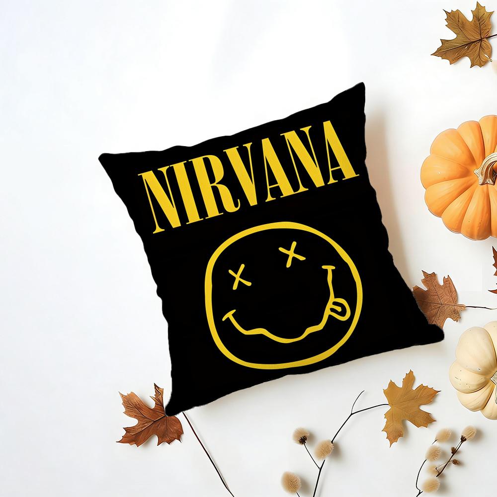 Fashion Raw American Rock Band NNirvana Cushion Cover Washable Linen Pillowcase Soft  for Daily Sofa Bed Home Room Decor