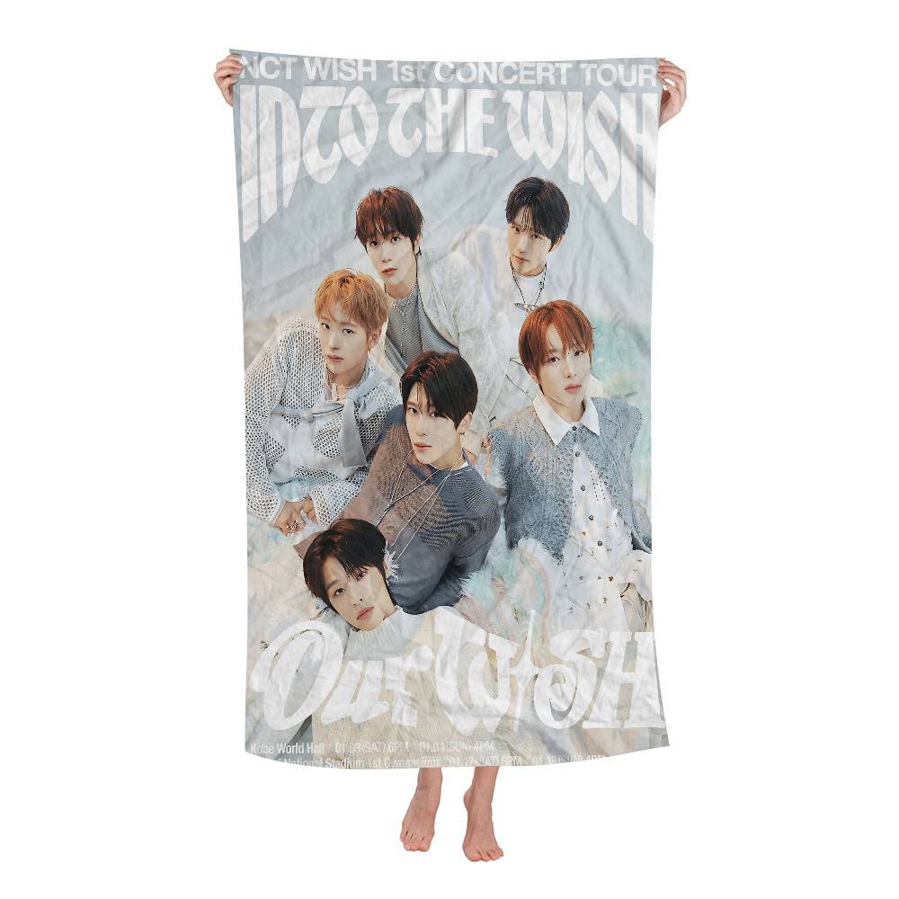 Kpop Band N-NCT W-Wish Singer Beach Towel Colorful Bath Towels For Girl Microfiber Quick Dry Sand Free Beach Yoga Spa