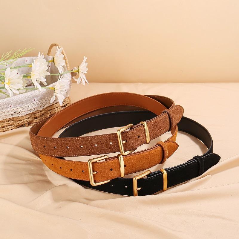 Leder Design Damen Rindergürtel Dornschließe High-End Damen Wildleder Gürtel Marke