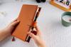 A5 Genuine Leather Notebook Compatible with Hobonichi Premium Planner Cover with Pen Card Bookmark and Snap Business Gift Cover, Cousin, Holder,