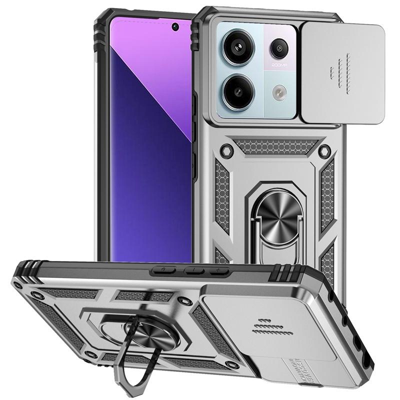 For Xiaomi Poco X6 5G Case Slide Camera Lens Protect Phone Case For PocoX6 Poko Little X6 X 6 6X Magnetic Ring Holder Back Cover