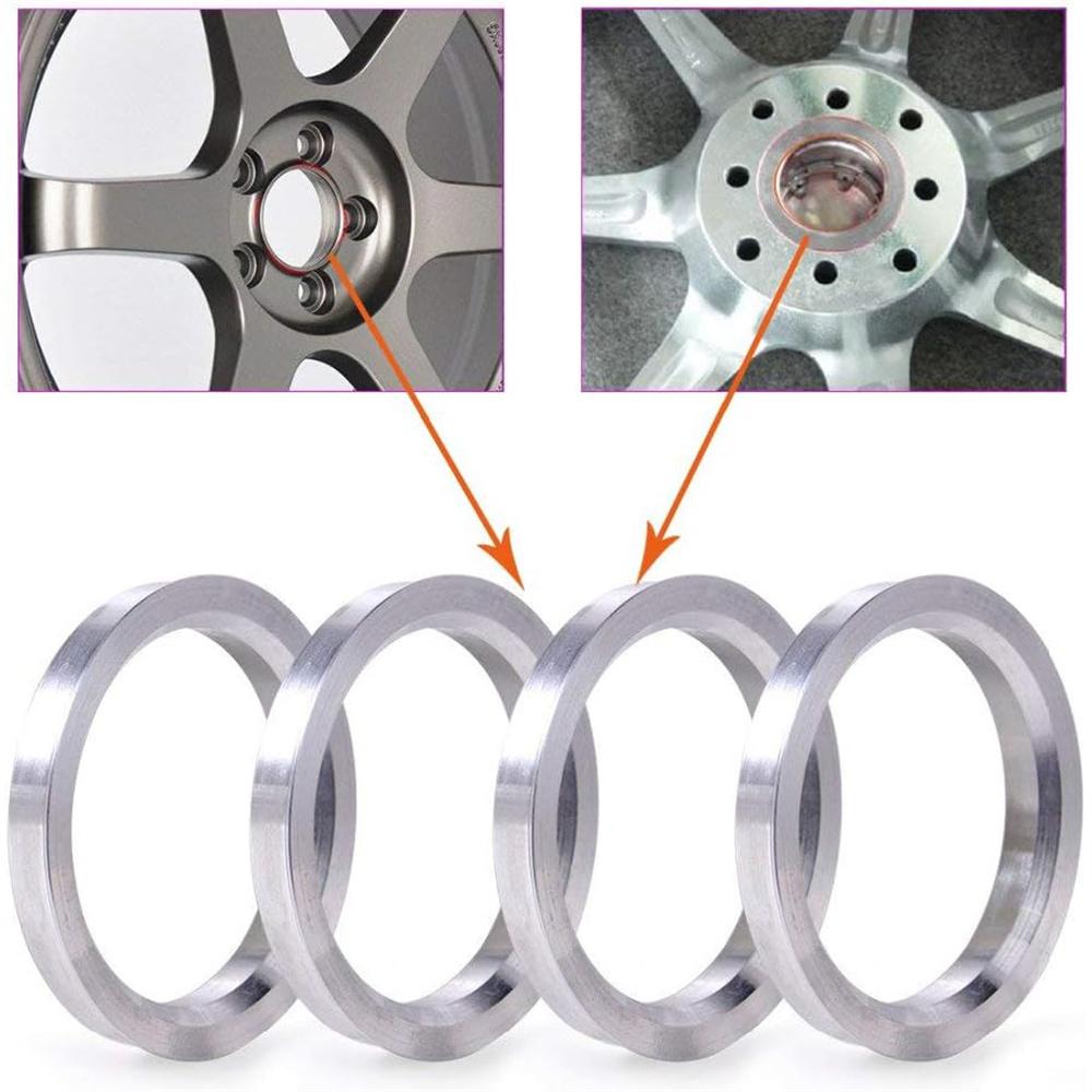 4Pcs 72.6mm to 56.1mm Aluminium Alloy Car Hub Centric Rings Wheel Bore Spacer