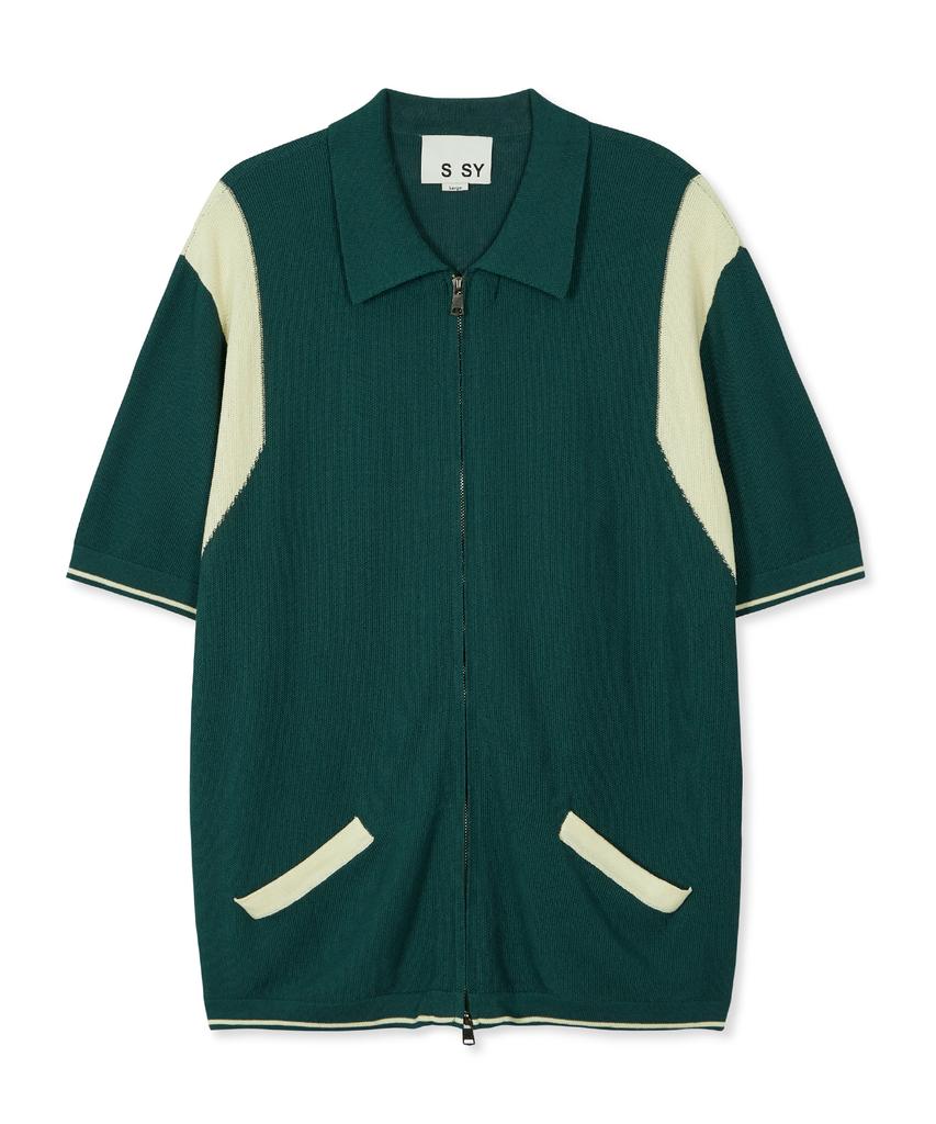 SSY Varsity Summer Half Knit Zip-Up Green