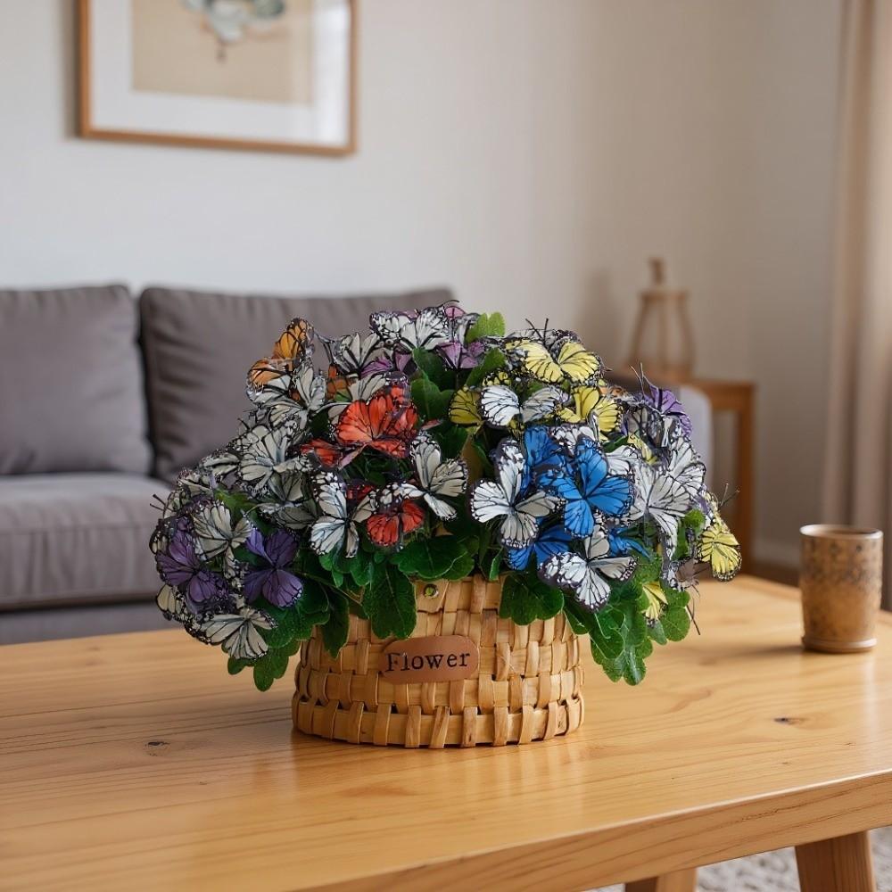 7 Head Artificial Butterfly Flowers Colorful Branches Included Fake Butterfly Bouquet Waterproof Realistic Flower Bouquet