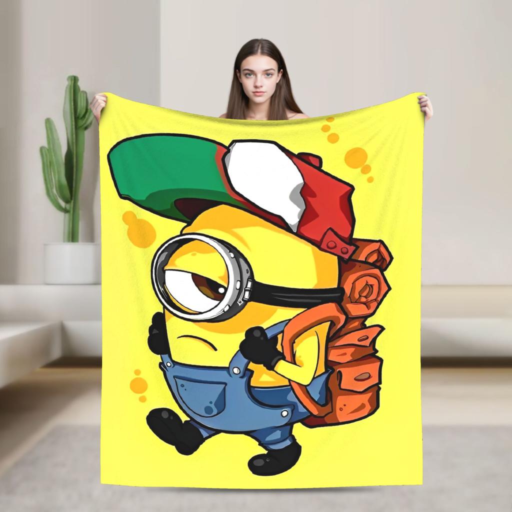 Kevin Dave Blanket Cartoon Flannel Novelty Soft Throw Blankets for Home Restaurant Spring Autumn