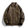 2025 Spring American Retro PU Leather Suede Men's Motorcycle Jacket - Casual Windbreaker