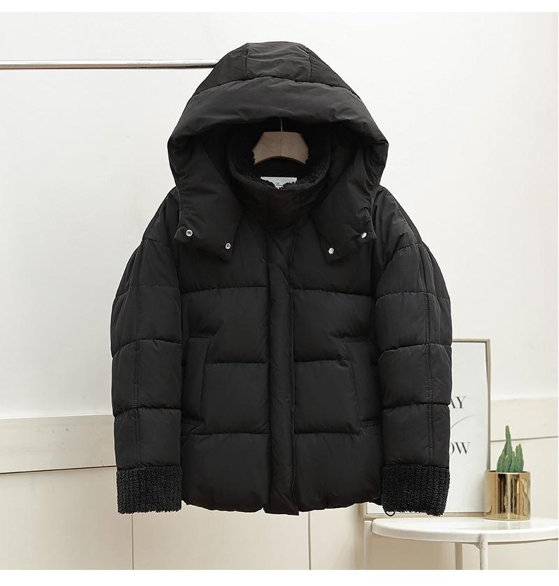 Splicing Cotton Clothes Women's Short Cuffs Splicing Lamb Wool Splicing 2025 New Winter Jacket